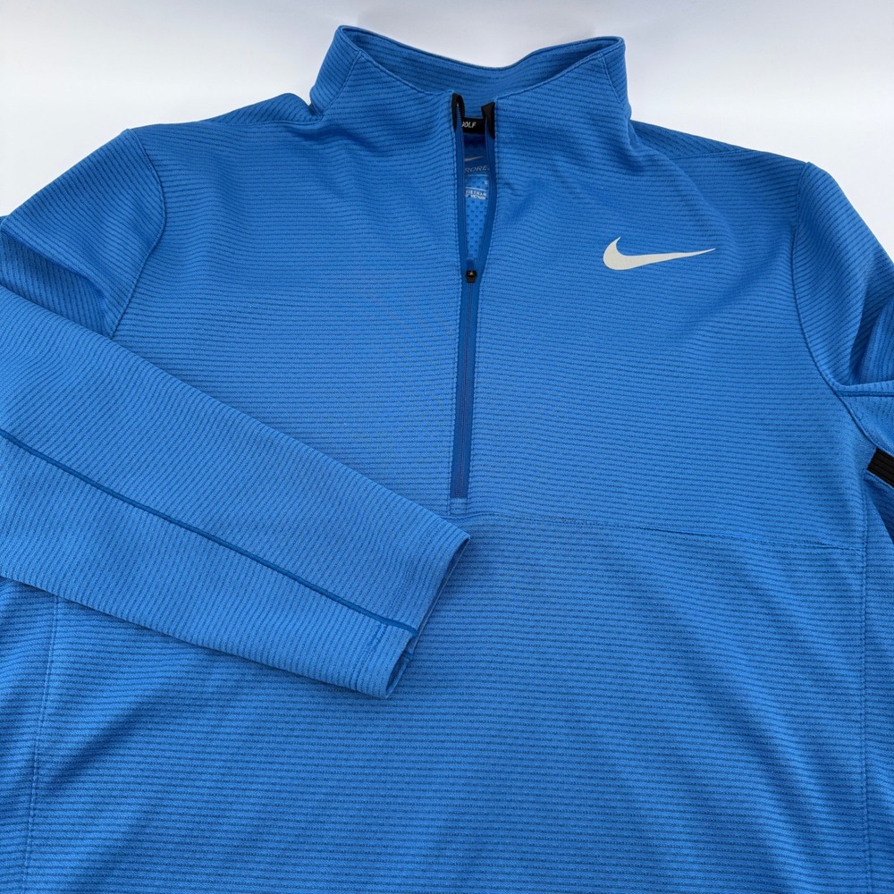 Nike Golf Men's Size L AeroReact Blue Quarter Zip Pullover  Long Sleeve layering